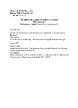 Đề kiểm tra học kì II năm học 2011-2012 môn lịch sử 7 thời gian  45 phút (không kể thời gian giao đề )